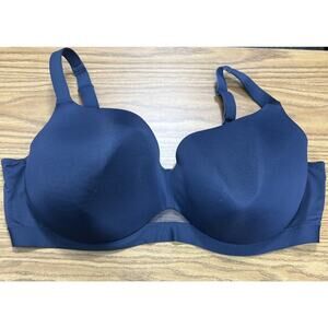 Cacique 48DDD Blue Lightly Lined Balconette Nylon Spandex 4 Hook & Eye Underwire
